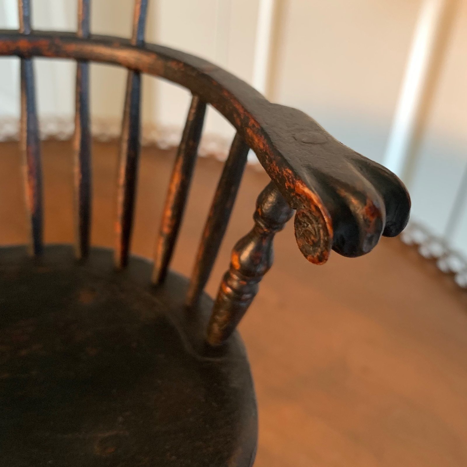 Miniature Comb-back Writing-arm Windsor Chair - Aged Black Paint